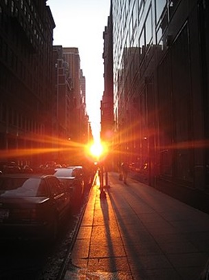 Zonnewende in Manhattan